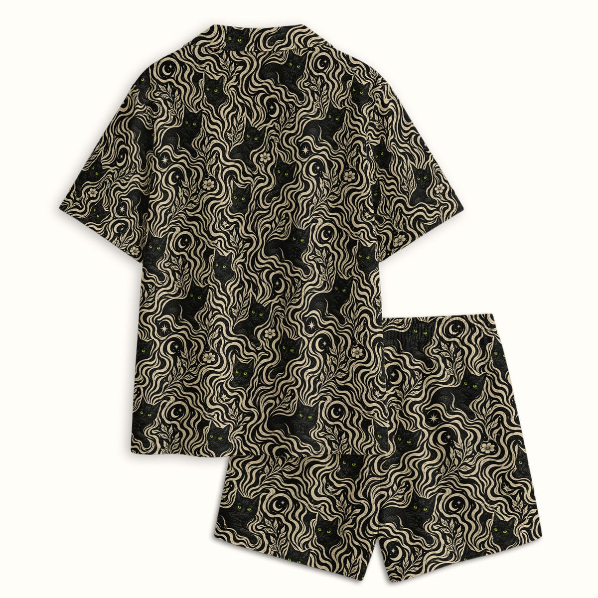 Mystical Black Cat Moonlit Pajama Set