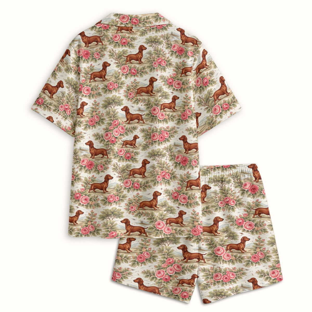 Vintage Dachshund Rose Floral Pajama Set