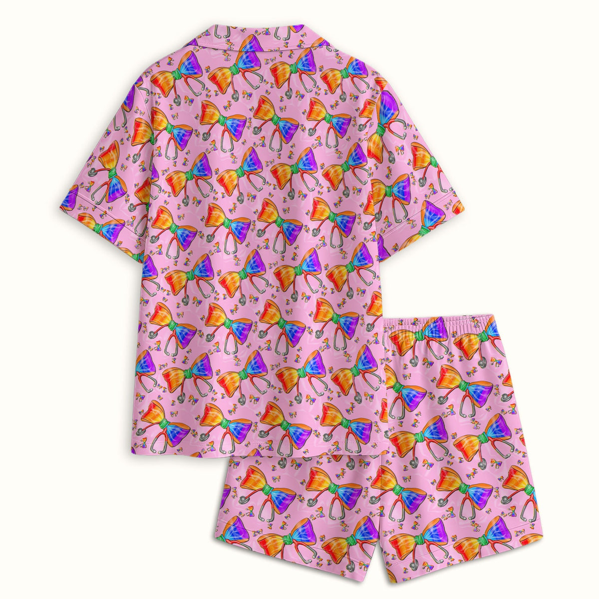 Colorful Rainbow Bow Stethoscope Pajama Set