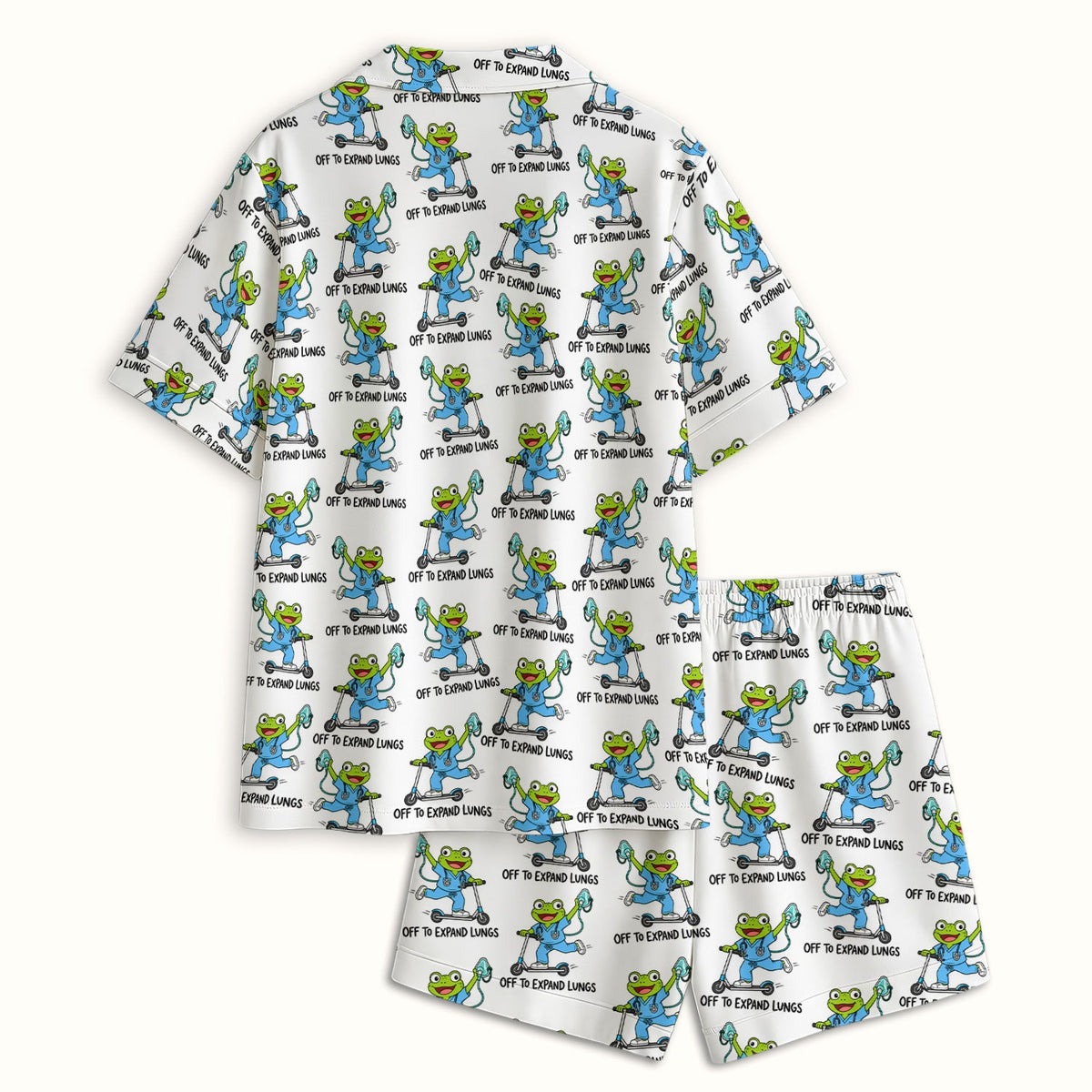 Off To Expand Lungs Frog Nurse Pajama Set