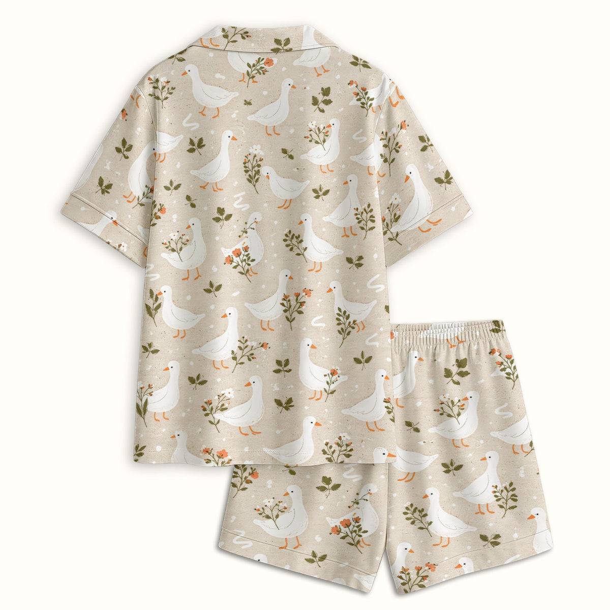 White Goose Floral Meadow Pajama Set
