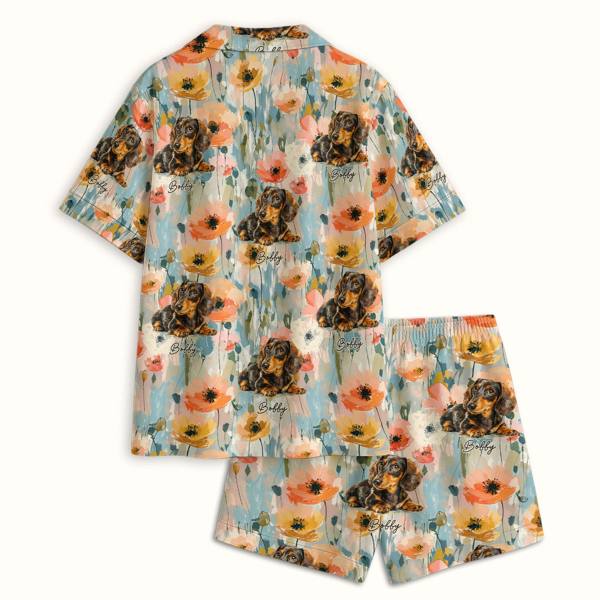 Personalized Dachshund Photo Floral Pajama Set