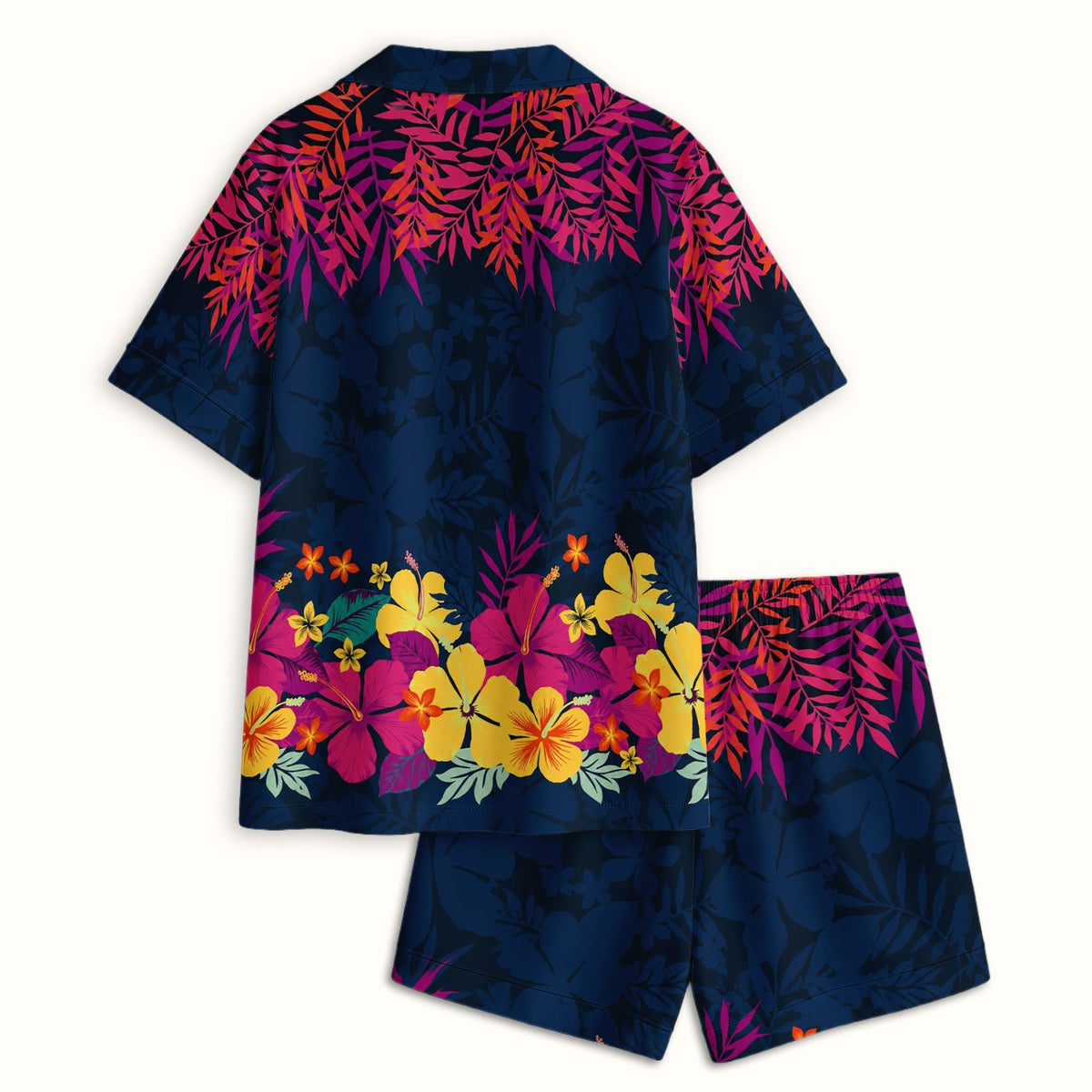 Tropical Hibiscus Palm Leaf Pajama Set