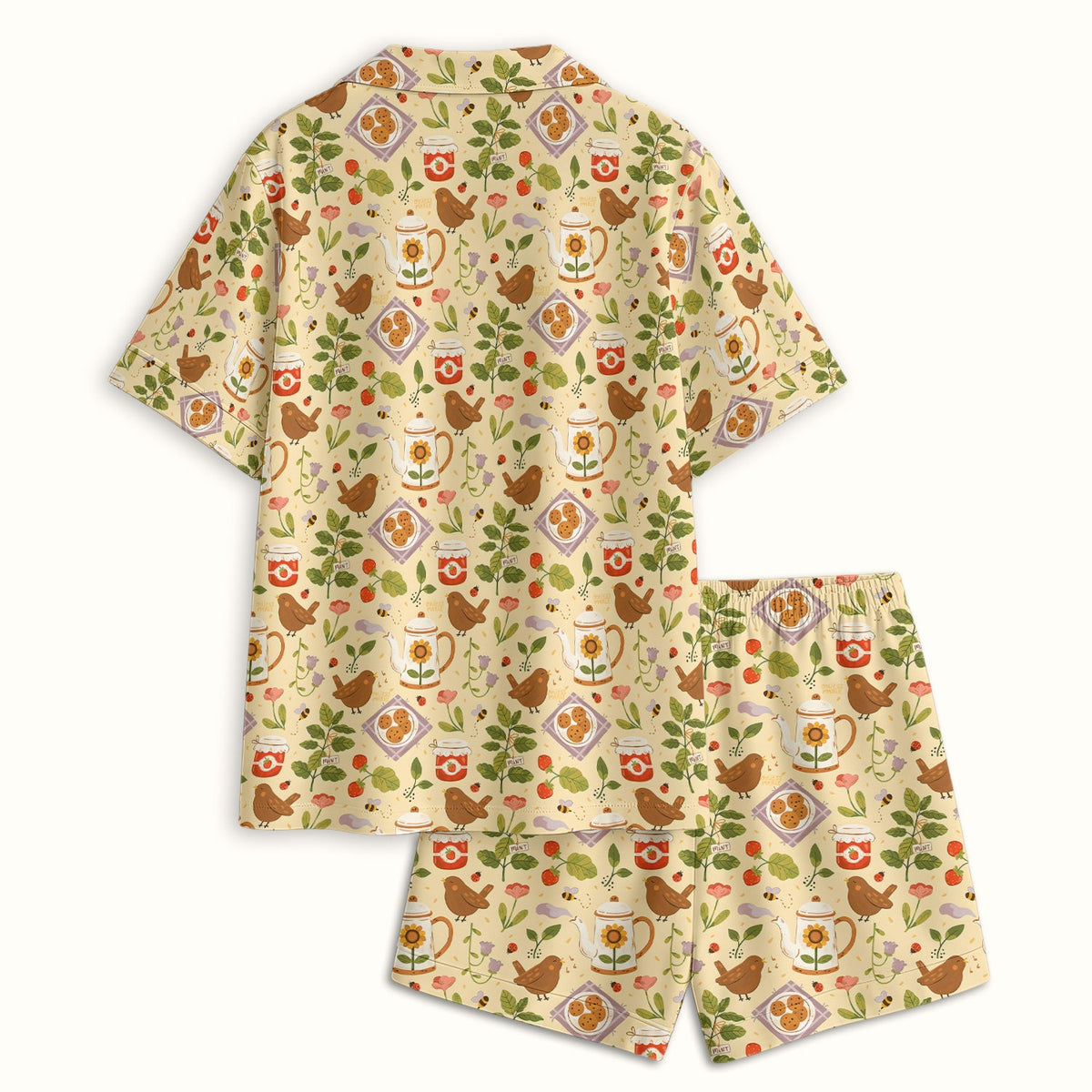 Garden Tea Bird Strawberry Pajama Set