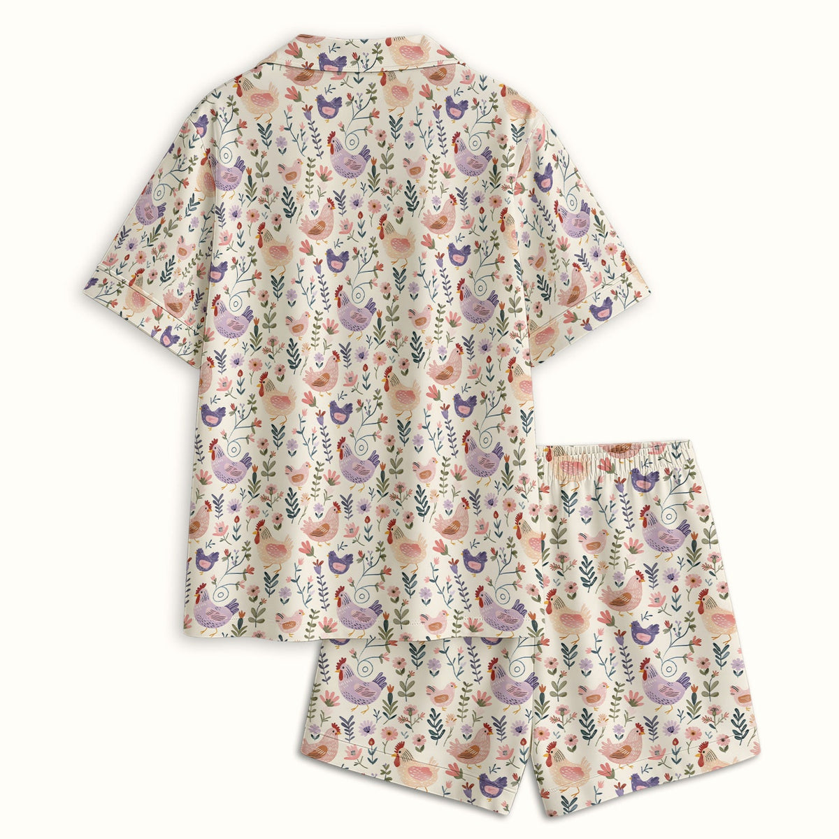 Farm Chicken Floral Garden Pajama Set