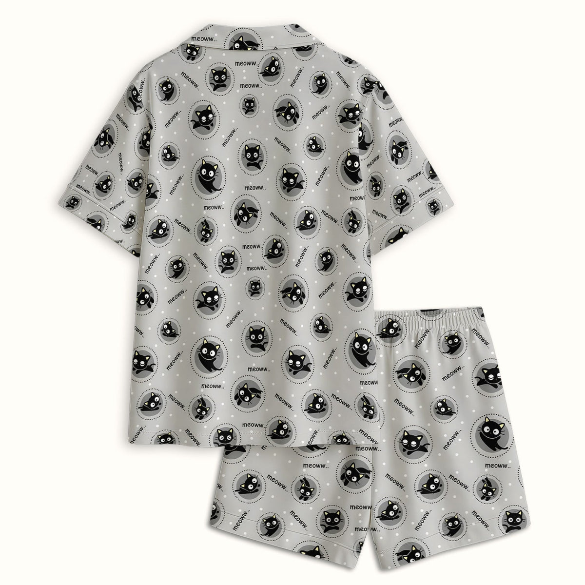 Black Cat Meow Pajama Set