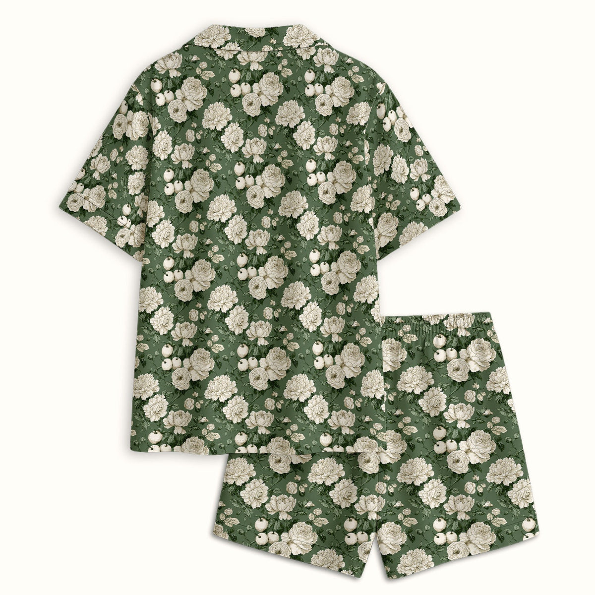 Elegant White Rose Garden Pajama Set