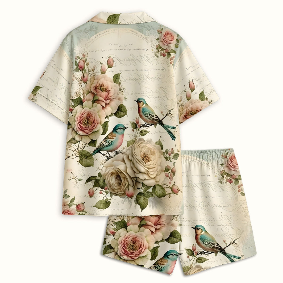 Vintage Birds Rose Pajama Set