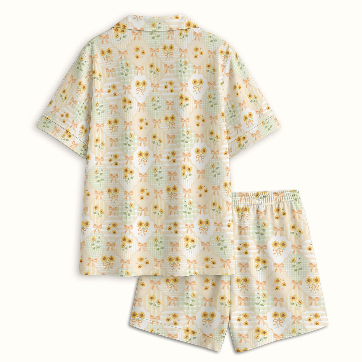 Sunflower Ribbon Patchwork Nurse Pajama Set