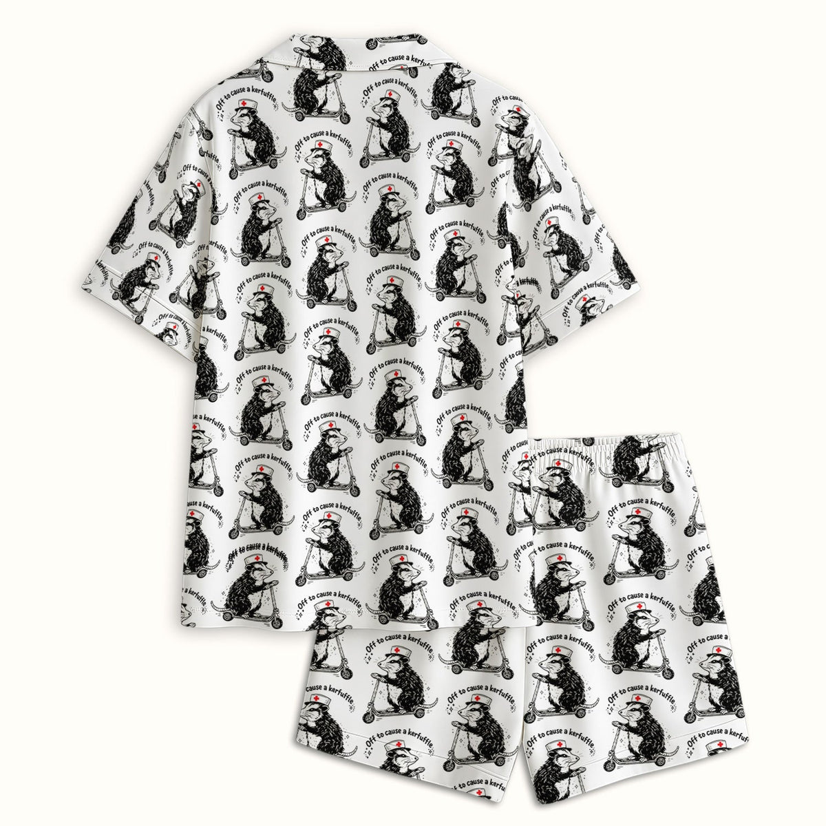Opossum Riding Scooter Pajama Set