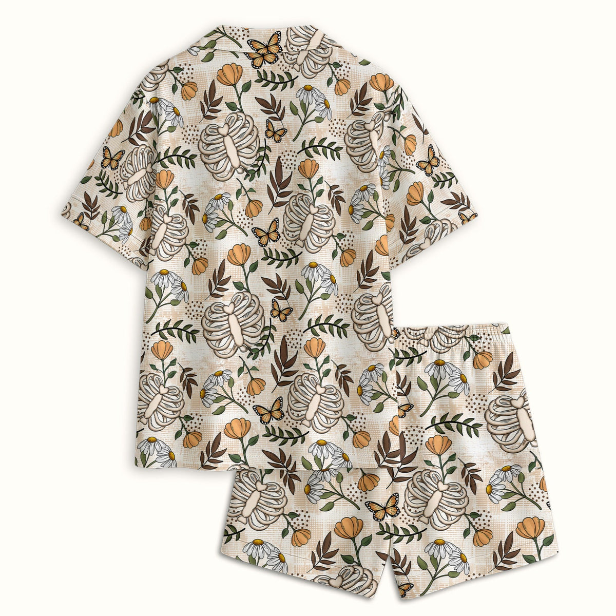 Skeleton Ribcage Daisy Butterfly Pajama Set