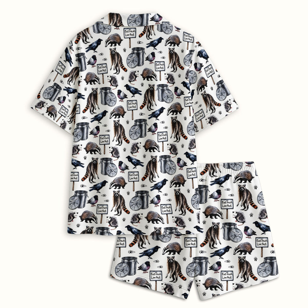 Raccoon Opossum Eat Trash Pajama Set