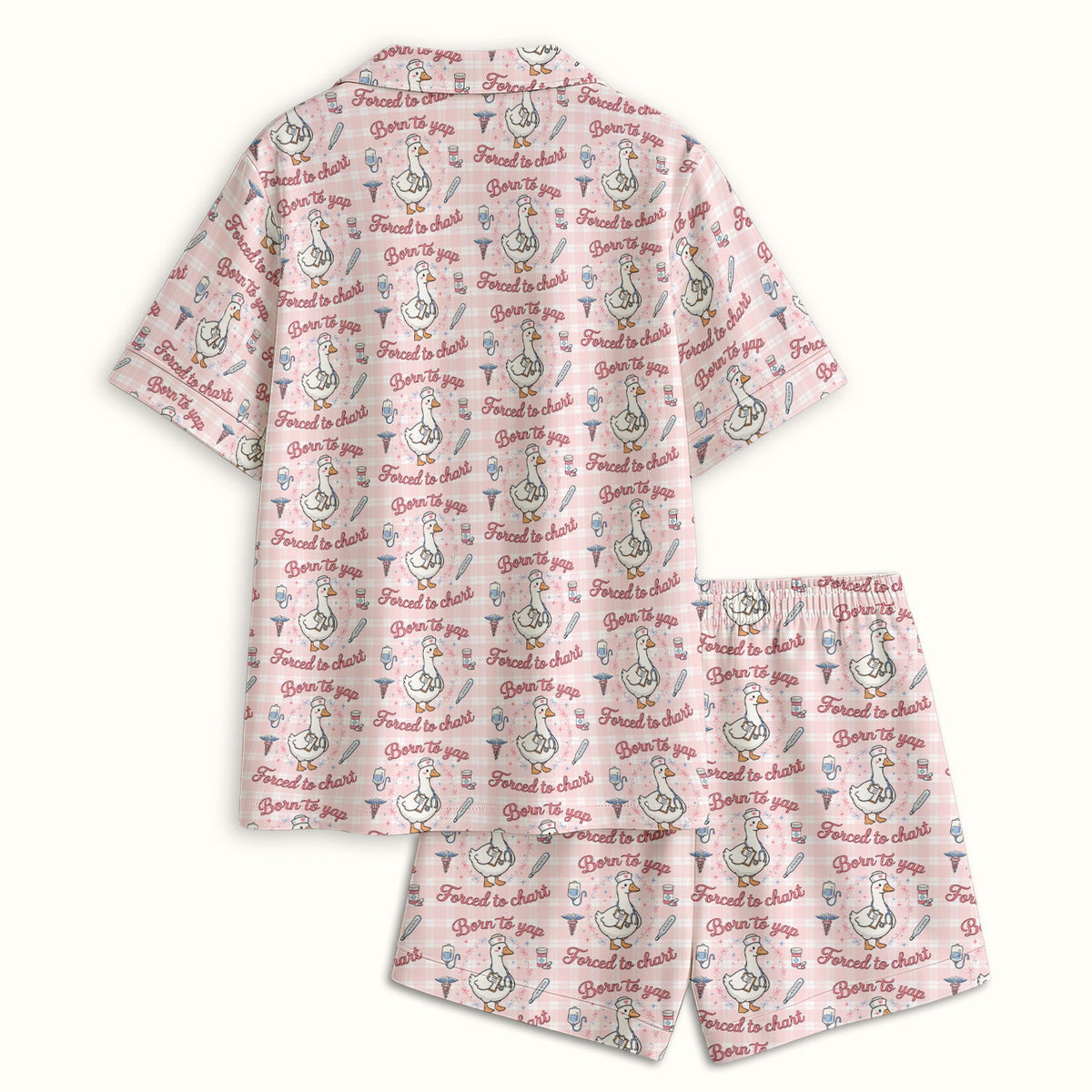 Goose Born To Yap Forced To Chart Pajama Set