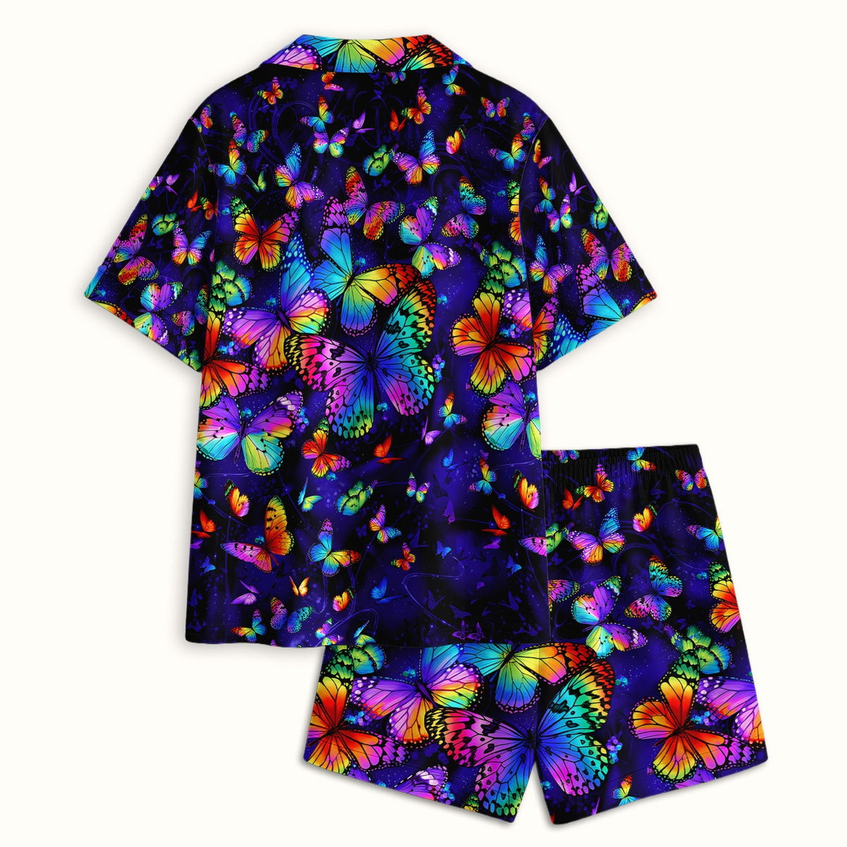 Vibrant Rainbow Butterfly Galaxy Pajama Set