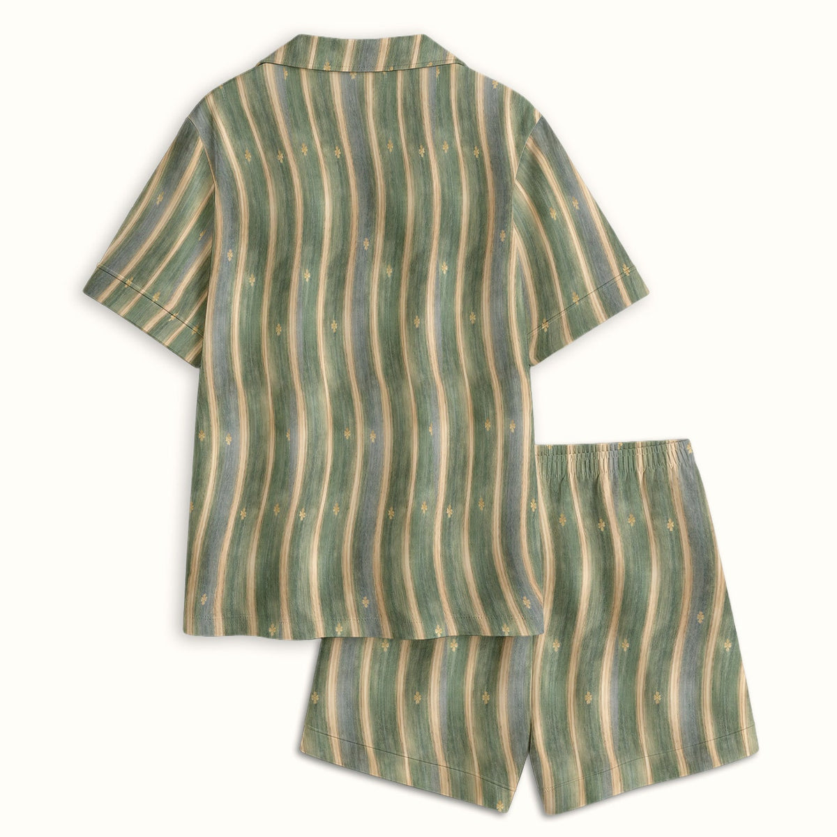 Nurse Green Vertical Stripe Floral Pajama Set