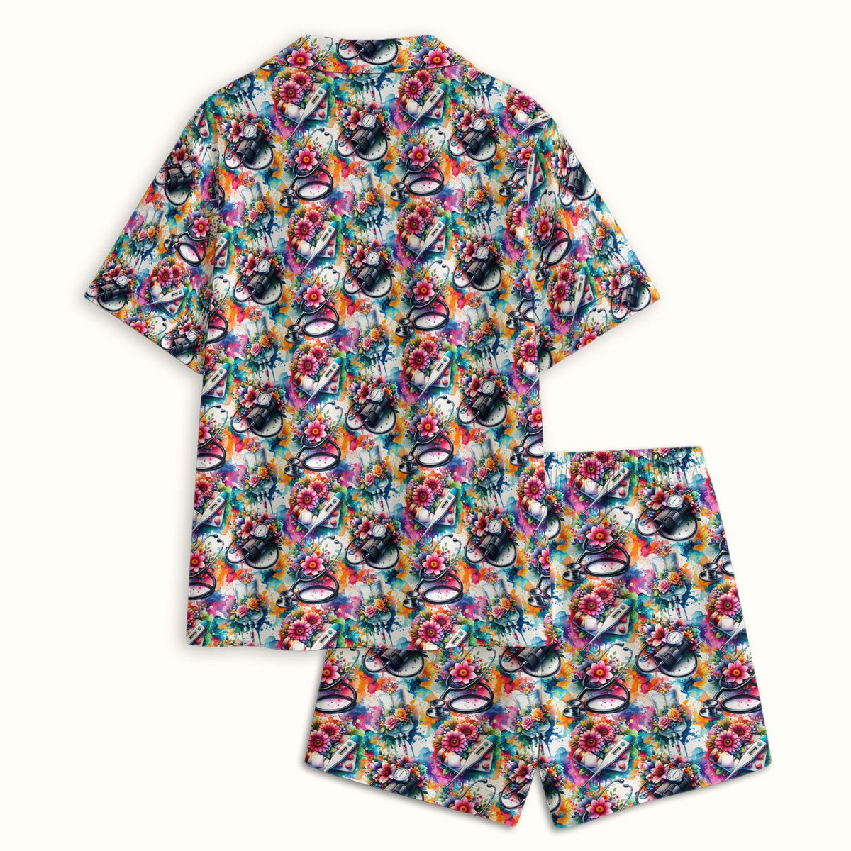 Colorful Medical Tools Floral Pajama Set