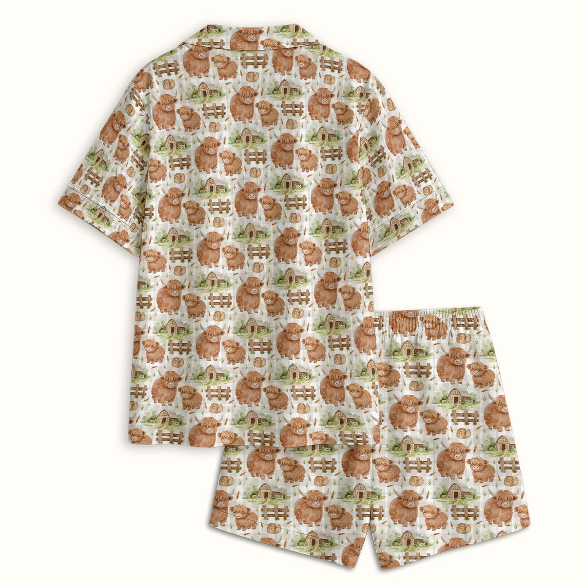 Highland Cow Farm Barn Pajama Set