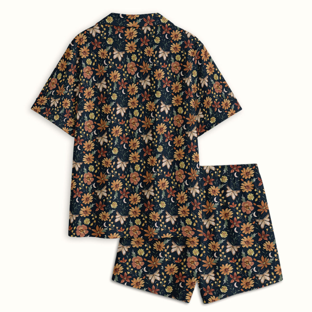 Autumn Floral Butterfly Moon Nurse Pajama Set