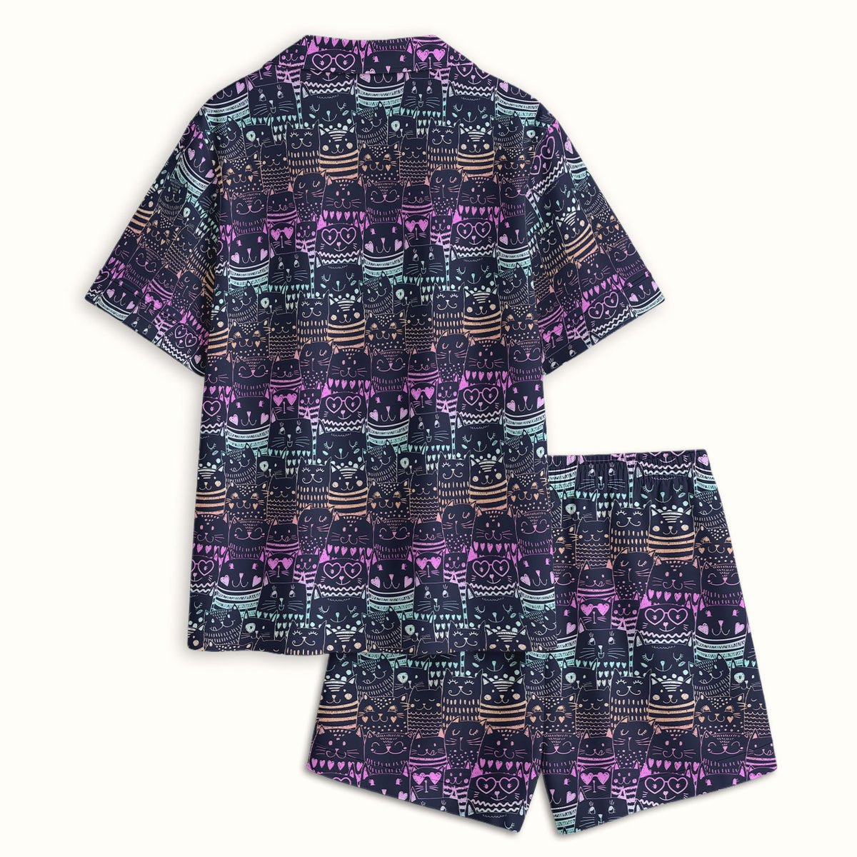 Neon Cat Faces Pajama Set
