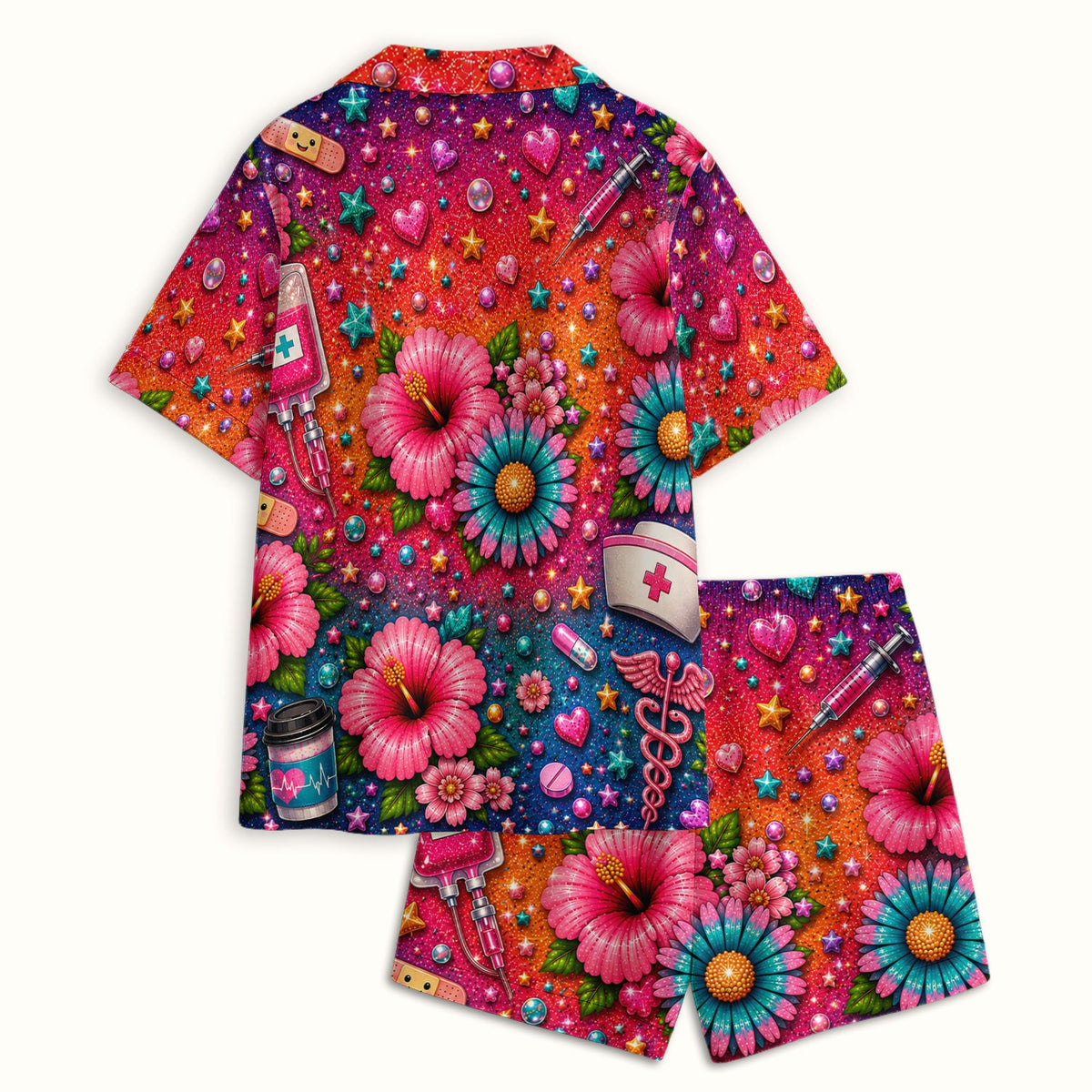 Colorful Nurse Life Heart Pajama Set