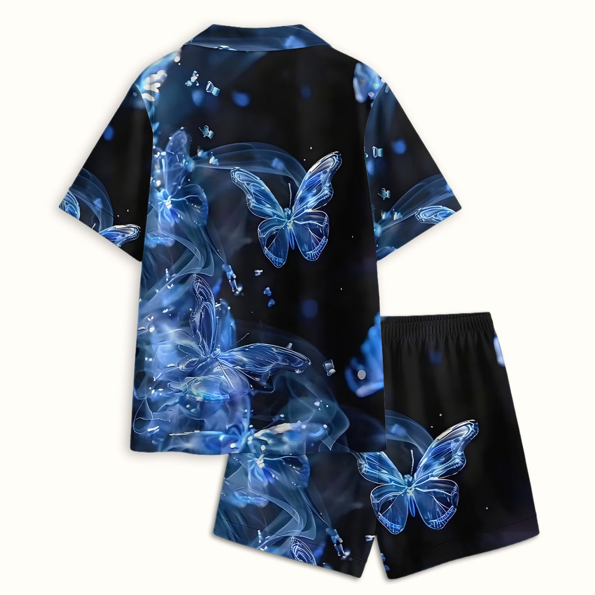 Glowing Blue Butterfly Garden Pajama Set