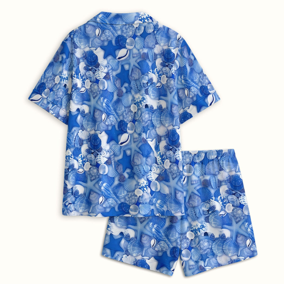 Blue Seashell Starfish Ocean Nurse Pajama Set