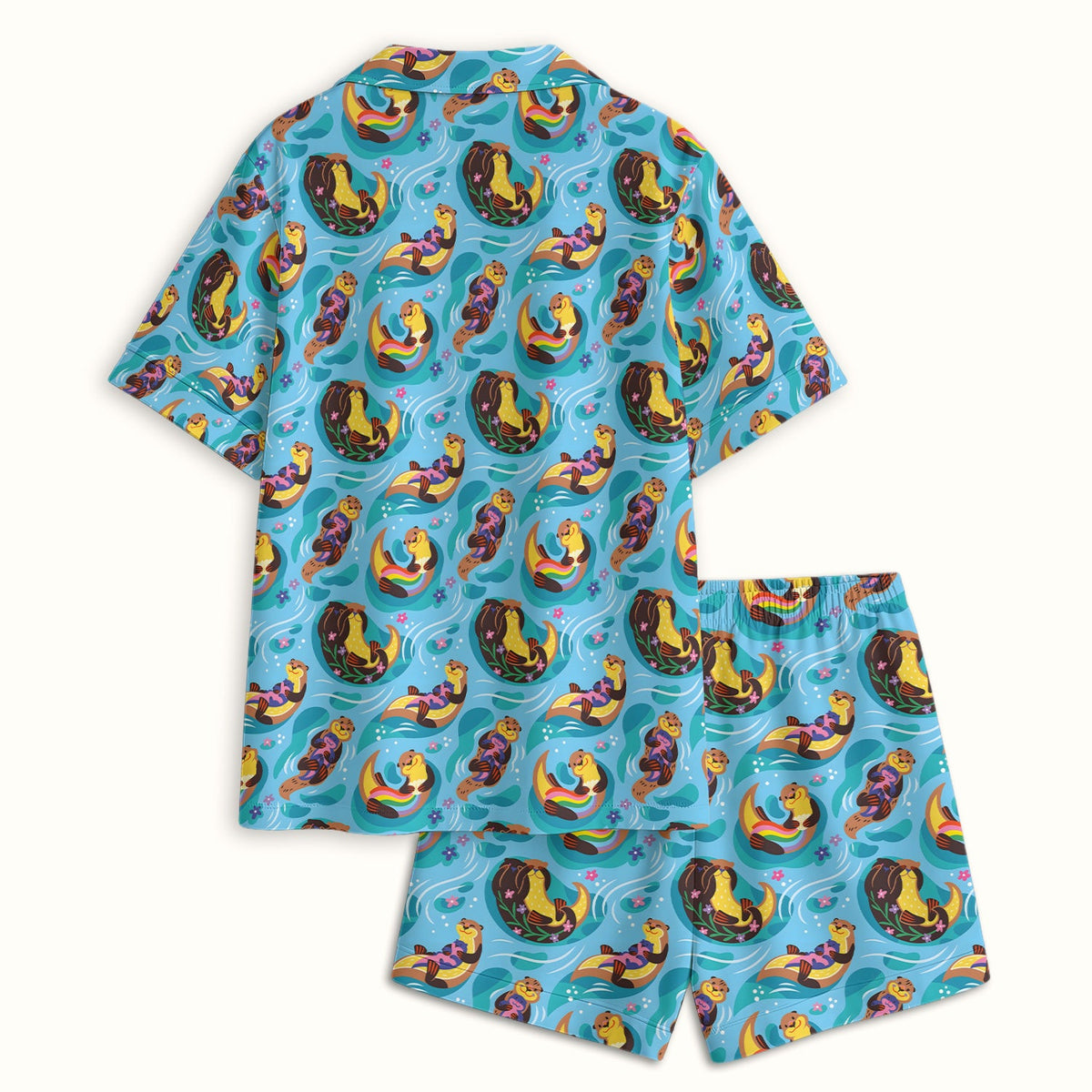 Otter Floating River Rainbow Nurse Pajama Set