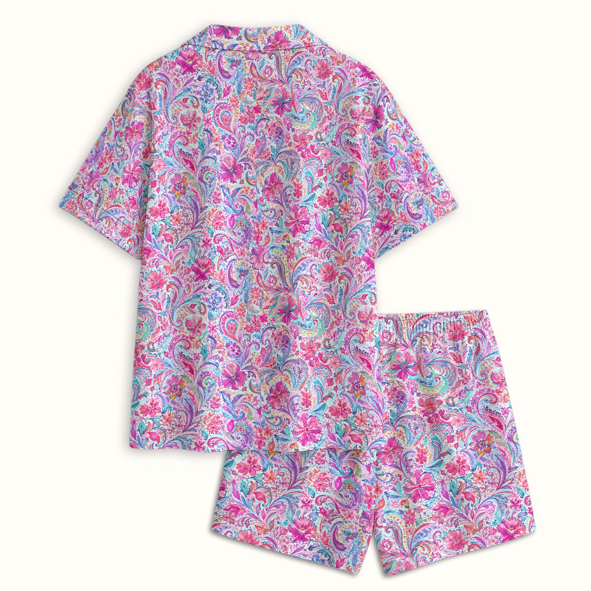 Elegant Pink Paisley Blossom Pajama Set