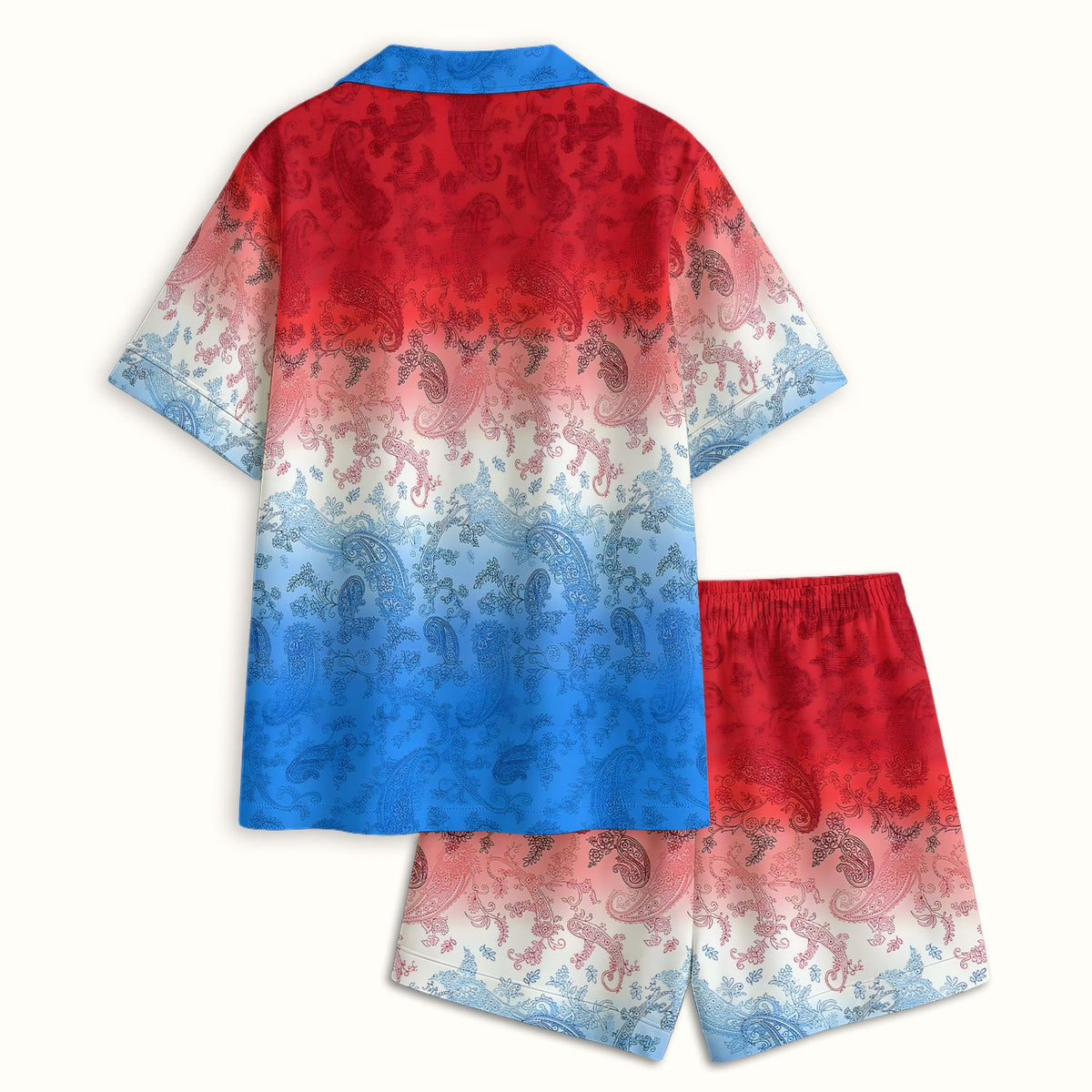 Red Blue Paisley Ombre Pajama Set
