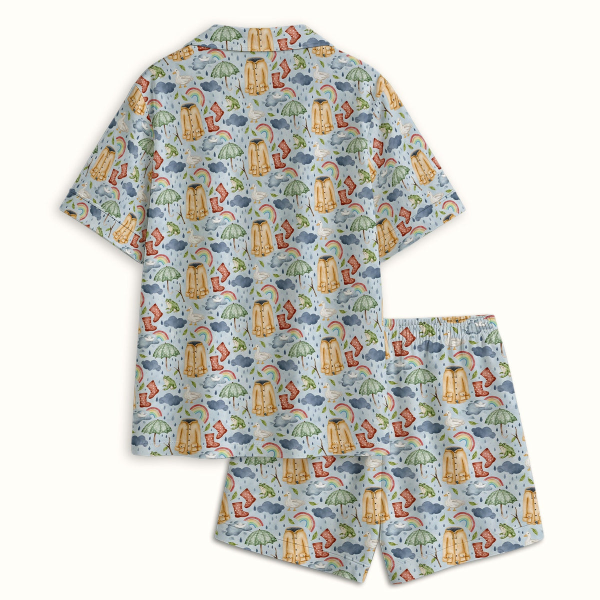 Rainy Day Ducks & Frog Nurse Pajama Set