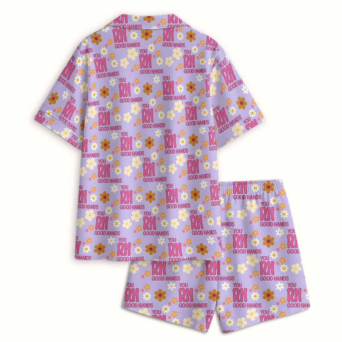 You RN Good Hands Floral Daisy Pajama Set