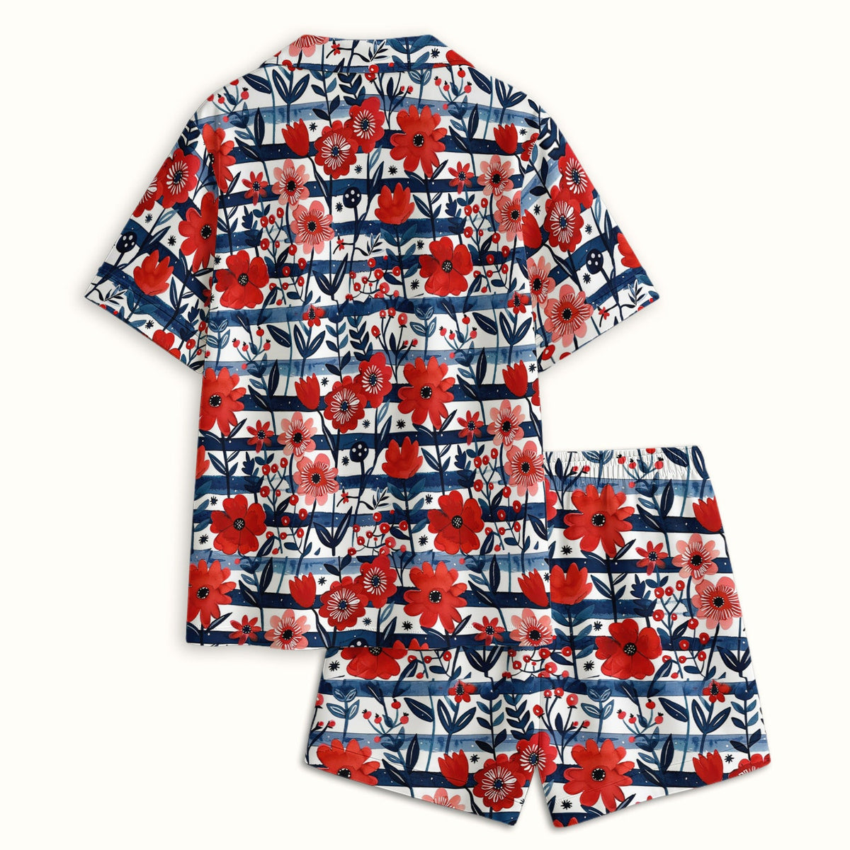 Red Poppy Navy Stripe Pajama Set