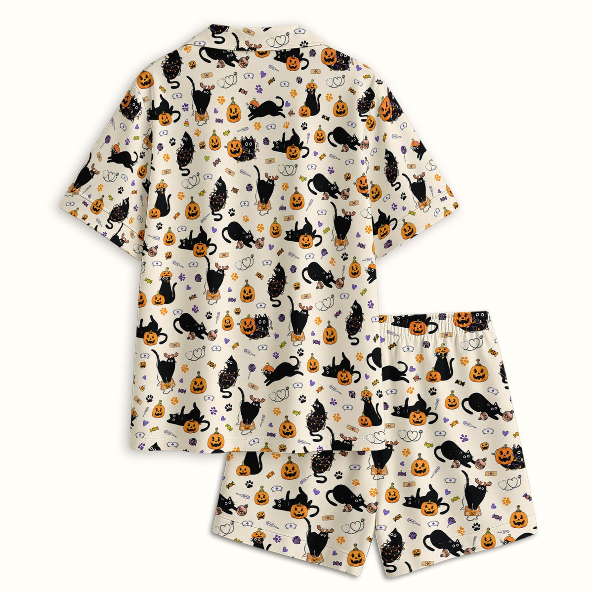 Pumpkin Black Cat Pajama Set