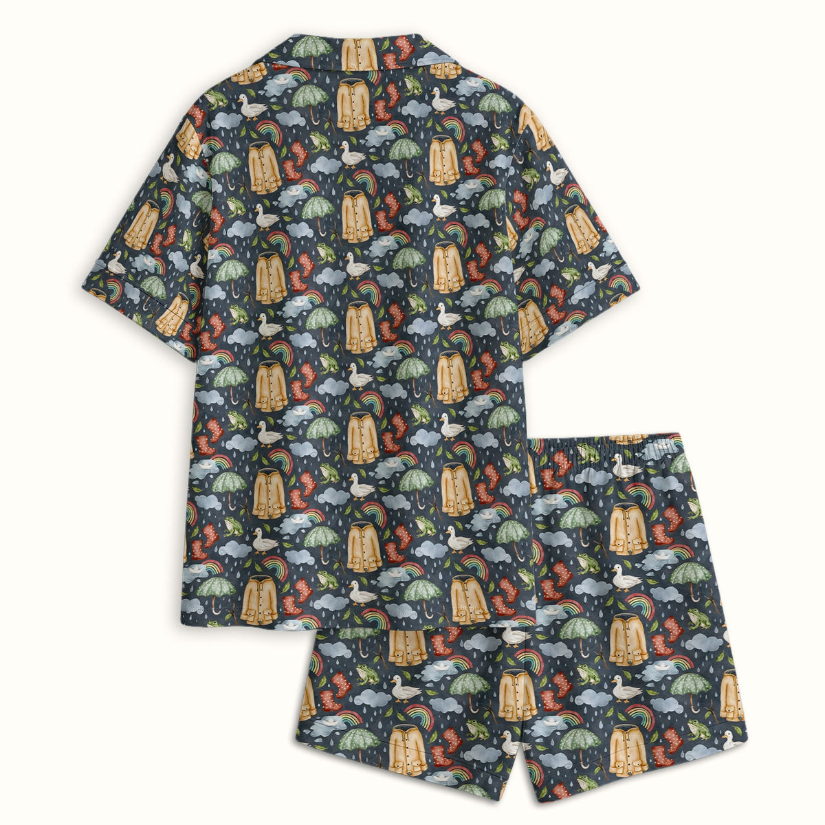 Rainy Day Ducks & Frog Nurse Pajama Set