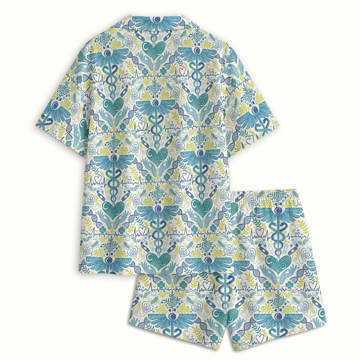Botanical Caduceus Heart Nurse Pajama Set
