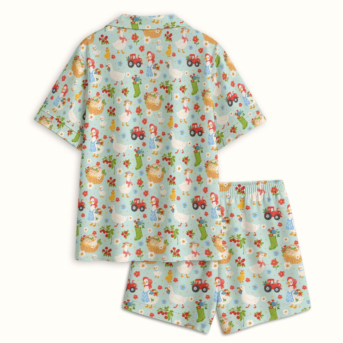 Farm Duck Chicken Tractor Flower Basket Pajama Set