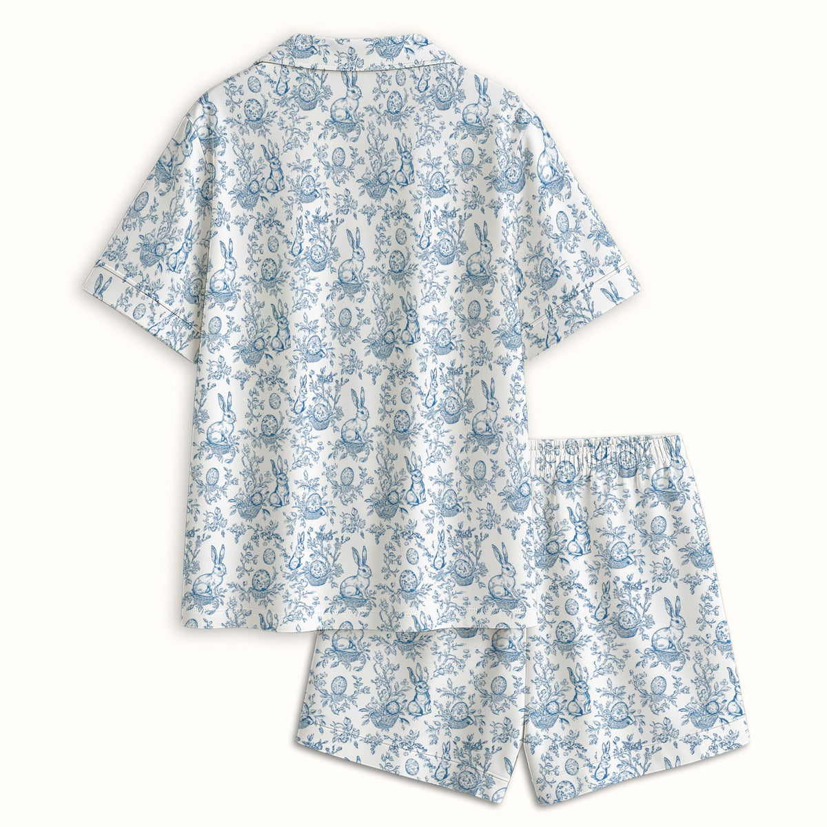 Bunny Floral Egg Toile Pajama Set - Easter Gift For Nurse