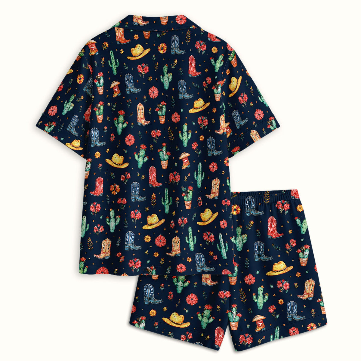 Whimsical Western Cactus Boots Pajama Set