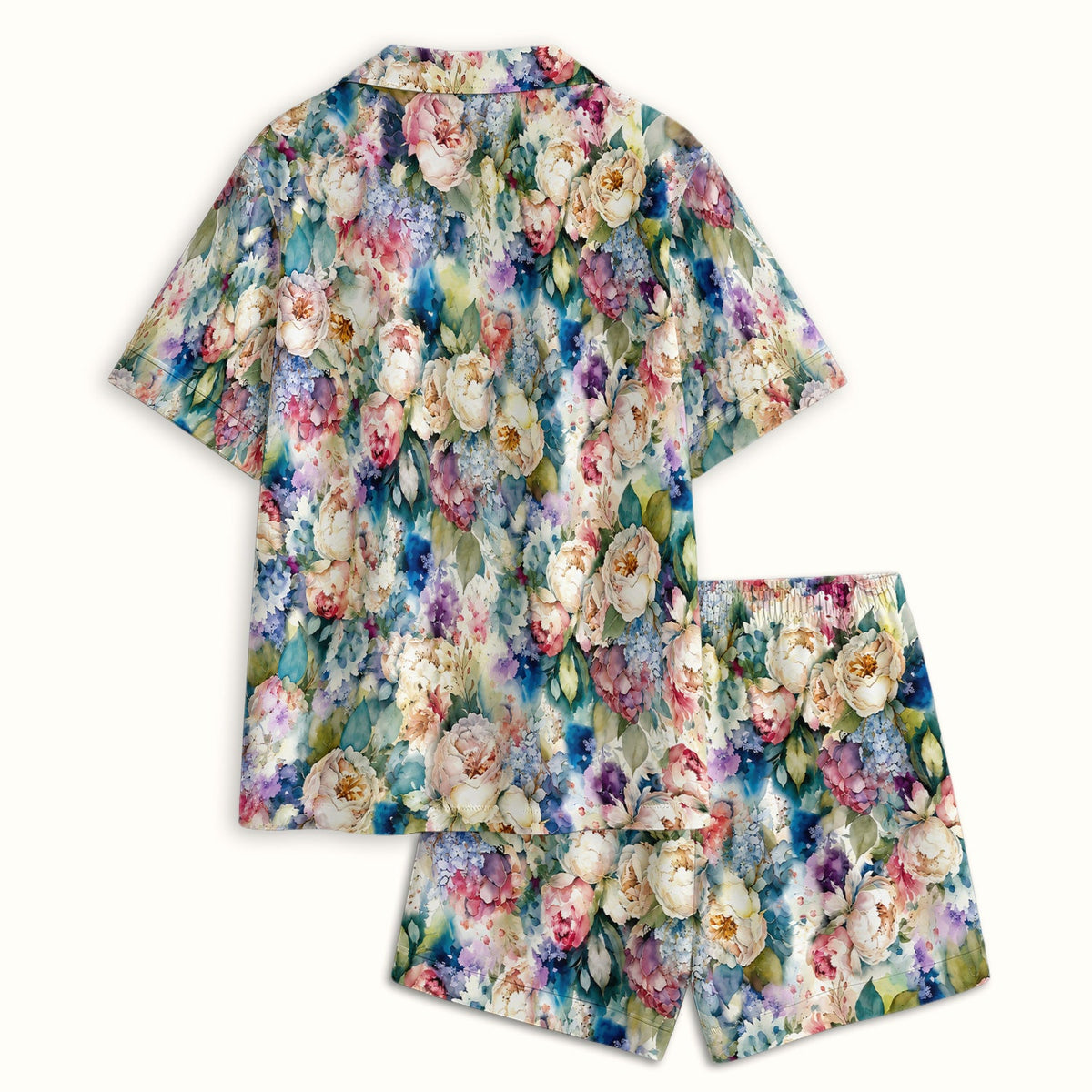 Watercolor Peony Hydrangea Floral Pajama Set