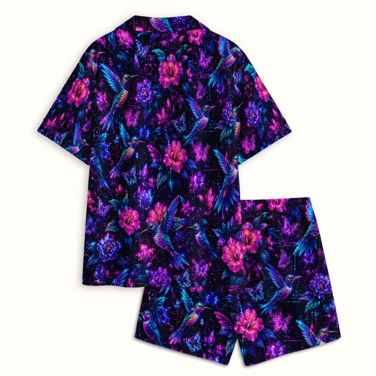 Neon Hummingbird Butterfly Bloom Pajama Set