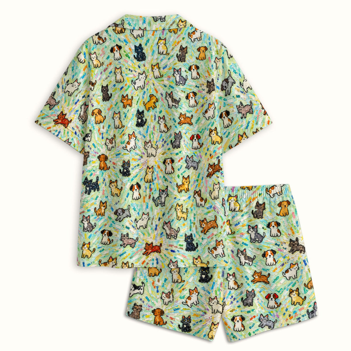 Colorful Cats Dogs Doodle Pajama Set