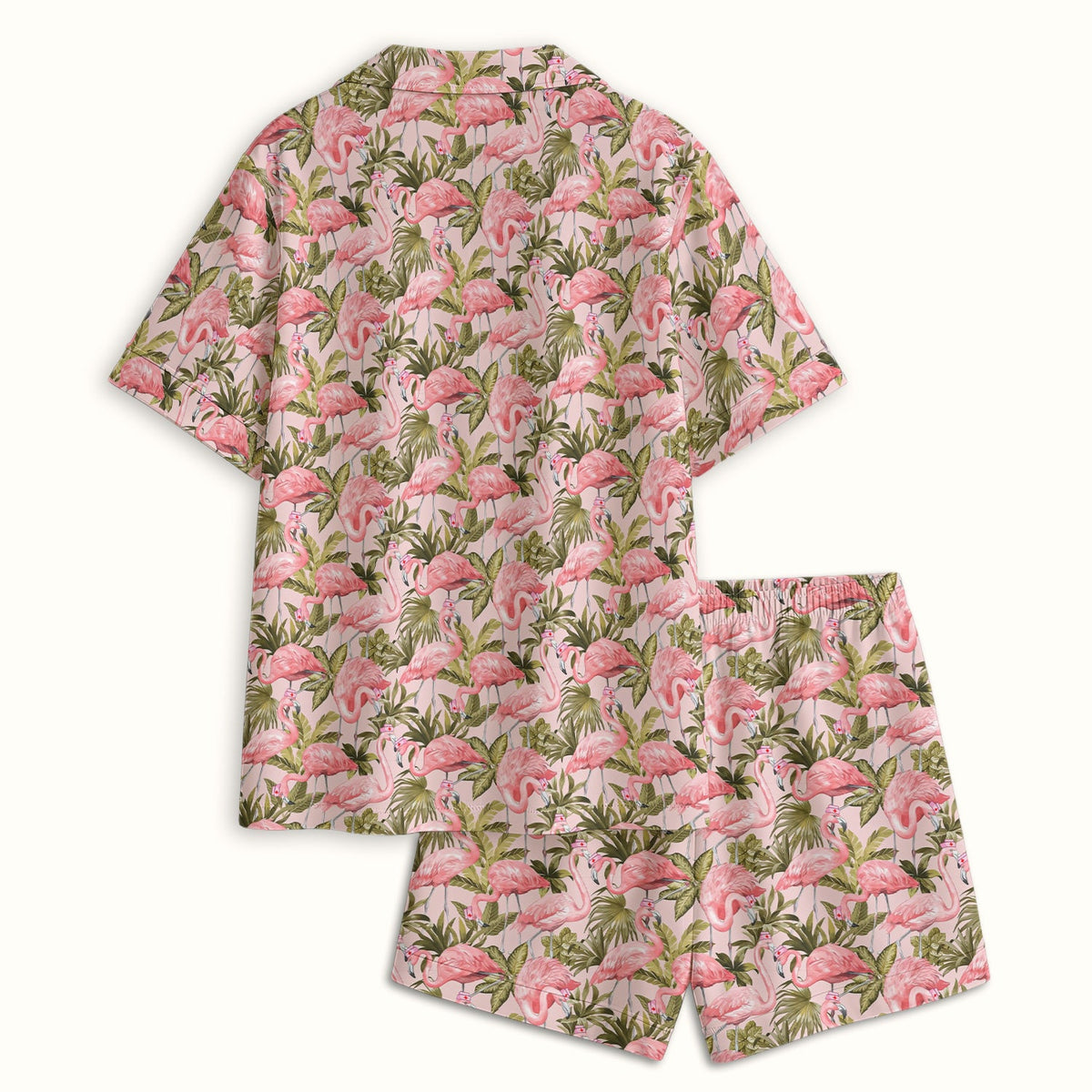 Pink Flamingo Jungle Leaves Pajama Set