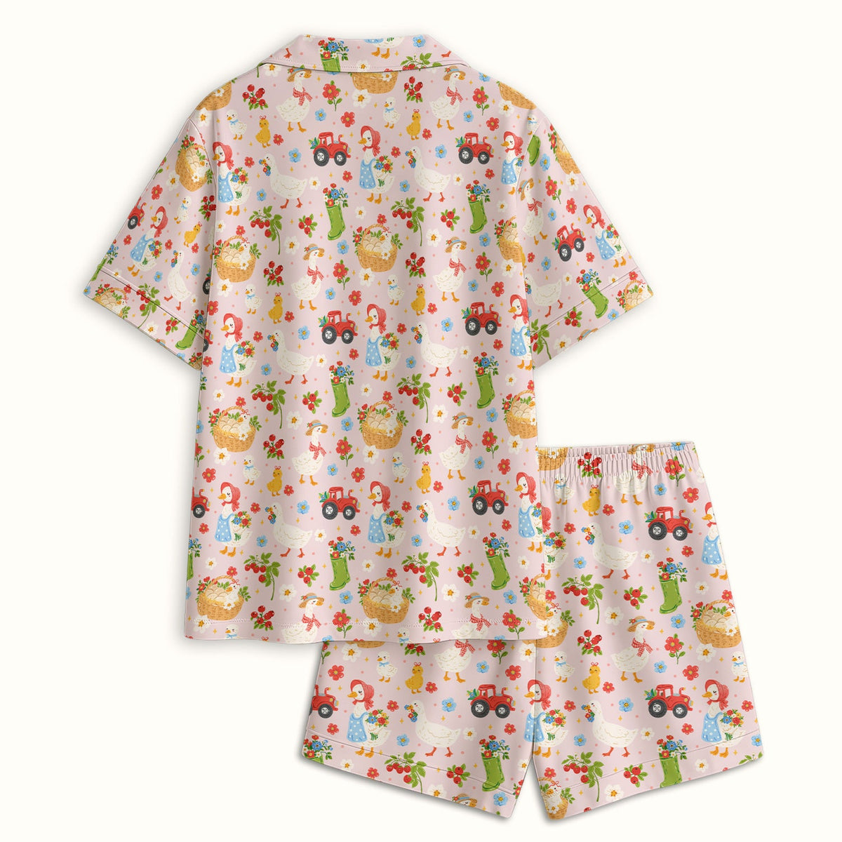Farm Duck Chicken Tractor Flower Basket Pajama Set