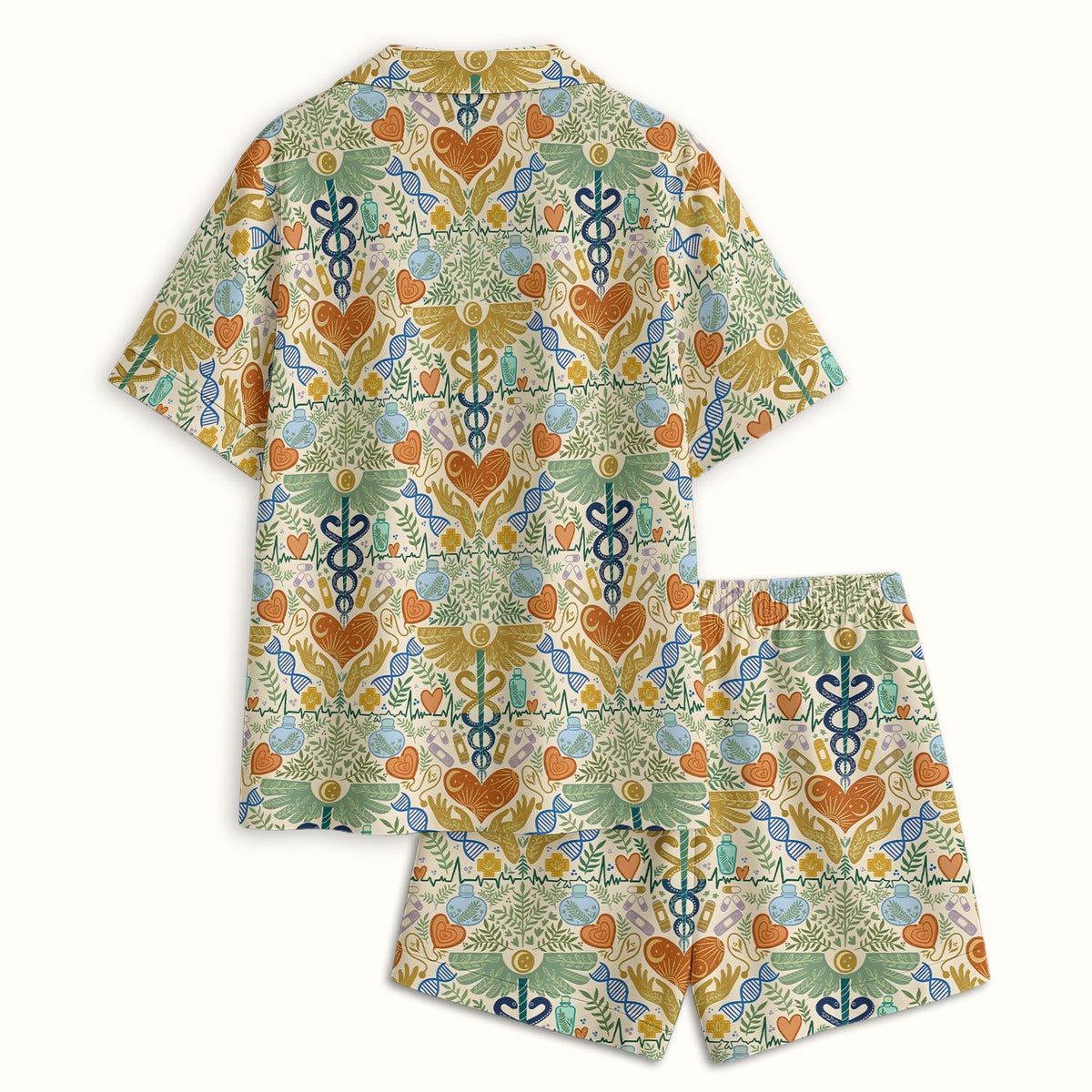 Botanical Caduceus Heart Nurse Pajama Set
