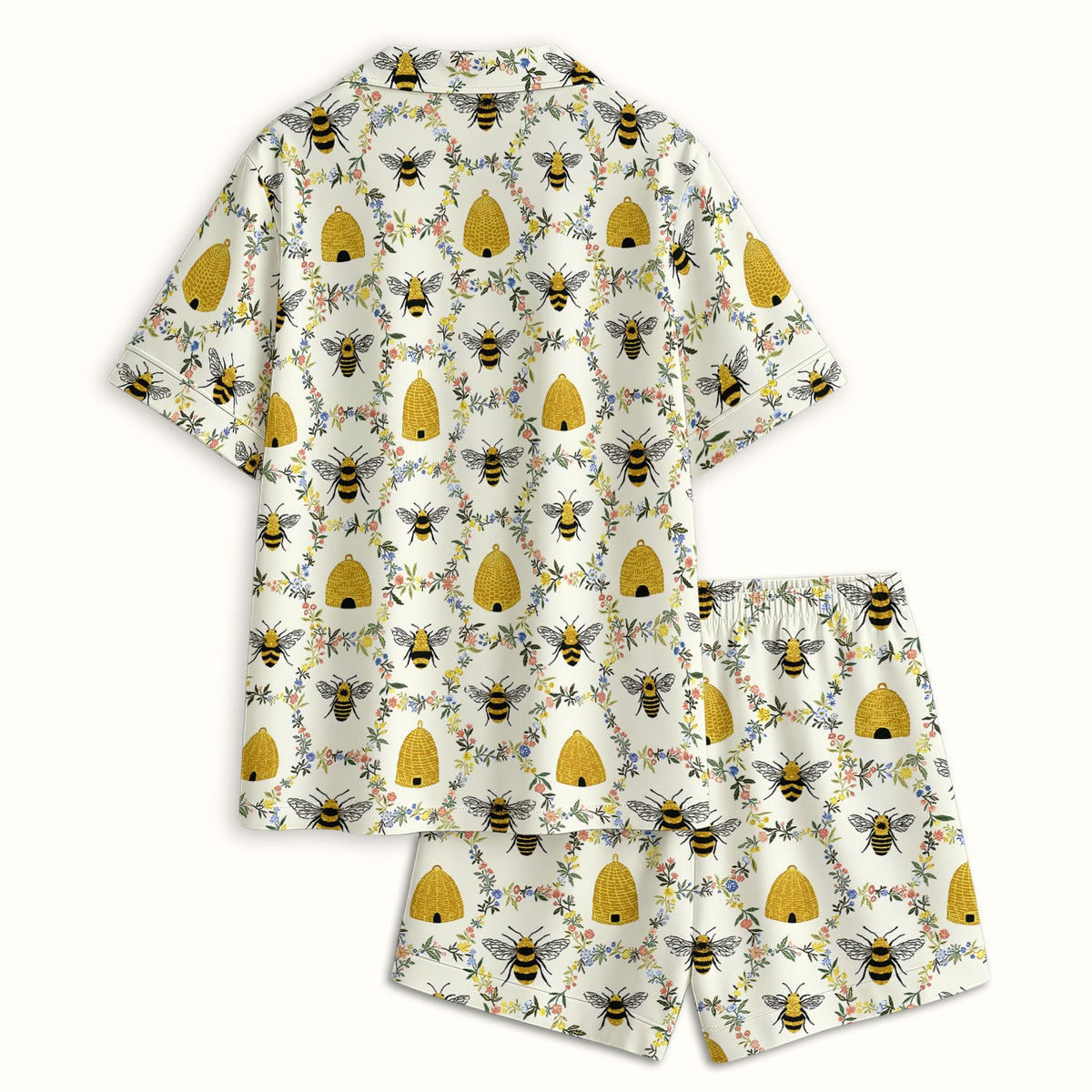 Honey Bee Beehive Floral Pajama Set For Nurse