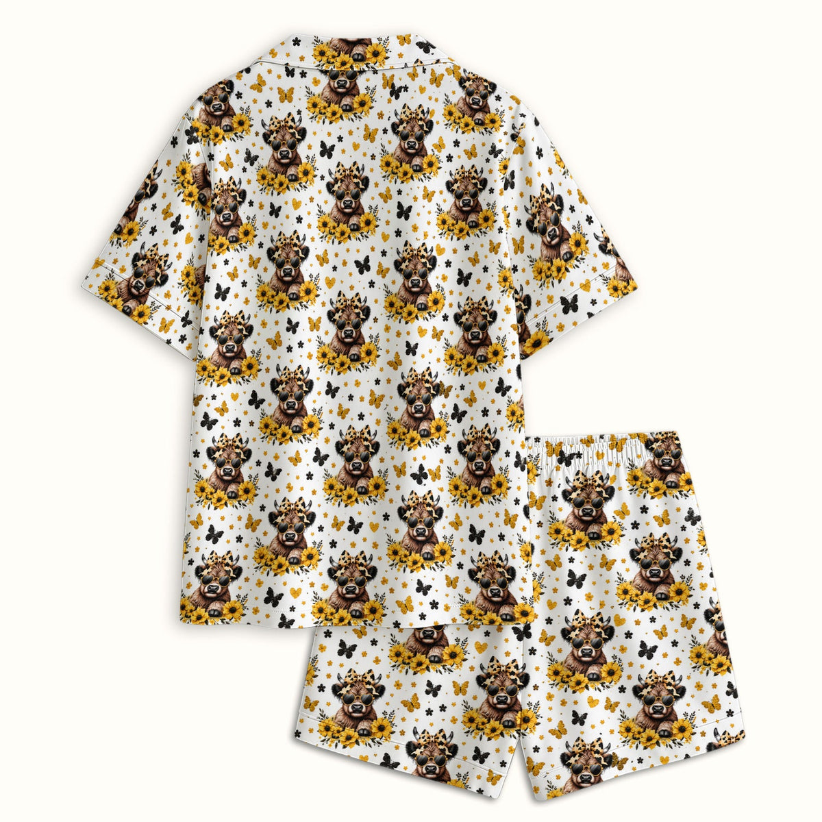 Sassy Highland Cow Sunflower Pajama Set
