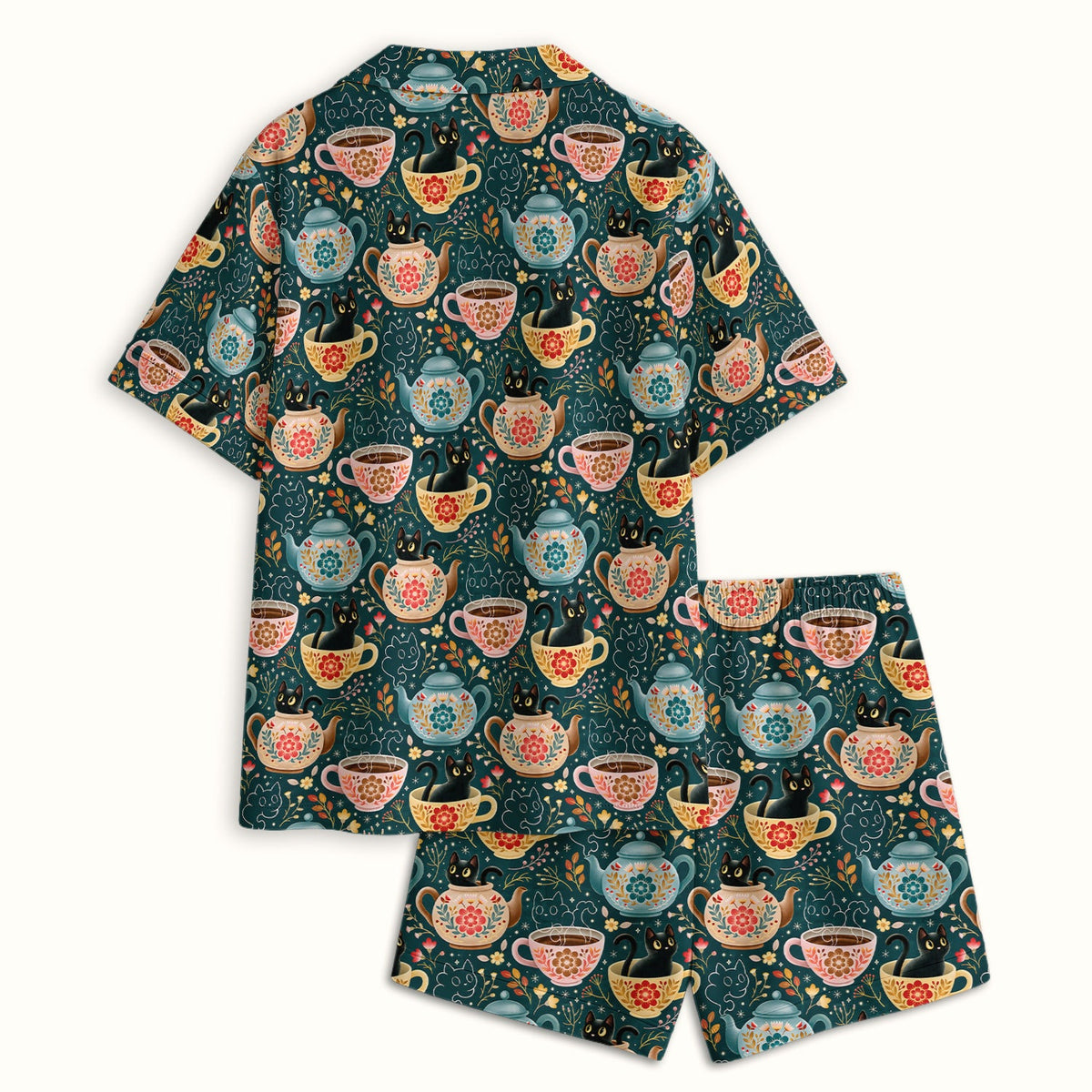 Black Cat Tea Party Veterinary Pajama Set