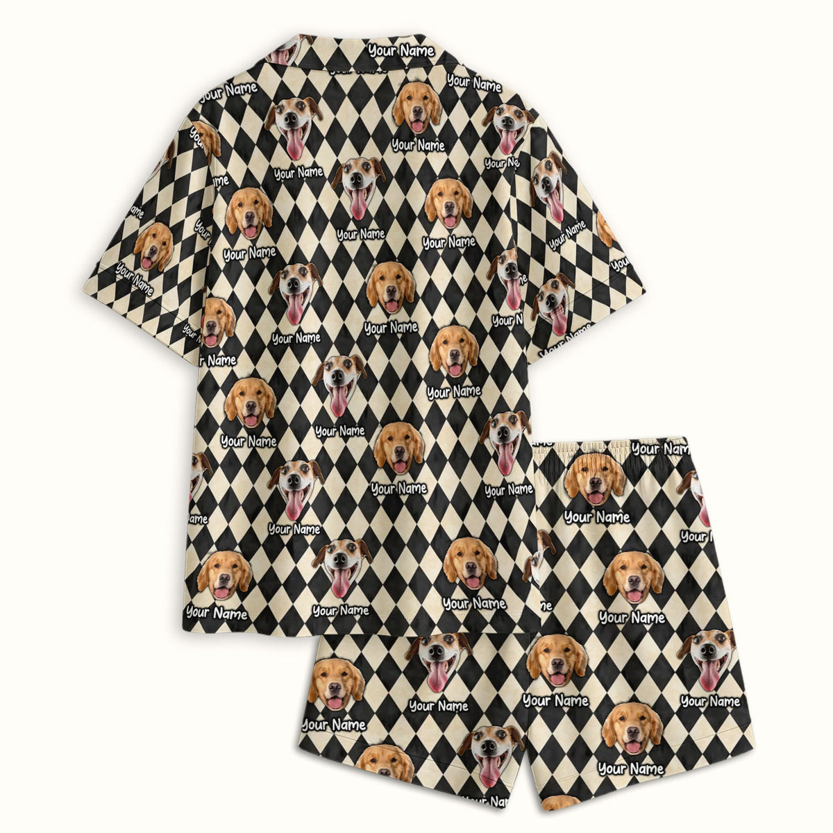 Personalized Pet Portrait Argyle Pajama Set