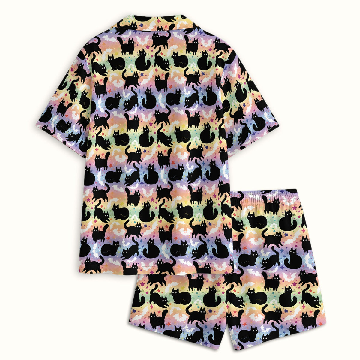 Pastel Star Black Cat Nurse Pajama Set