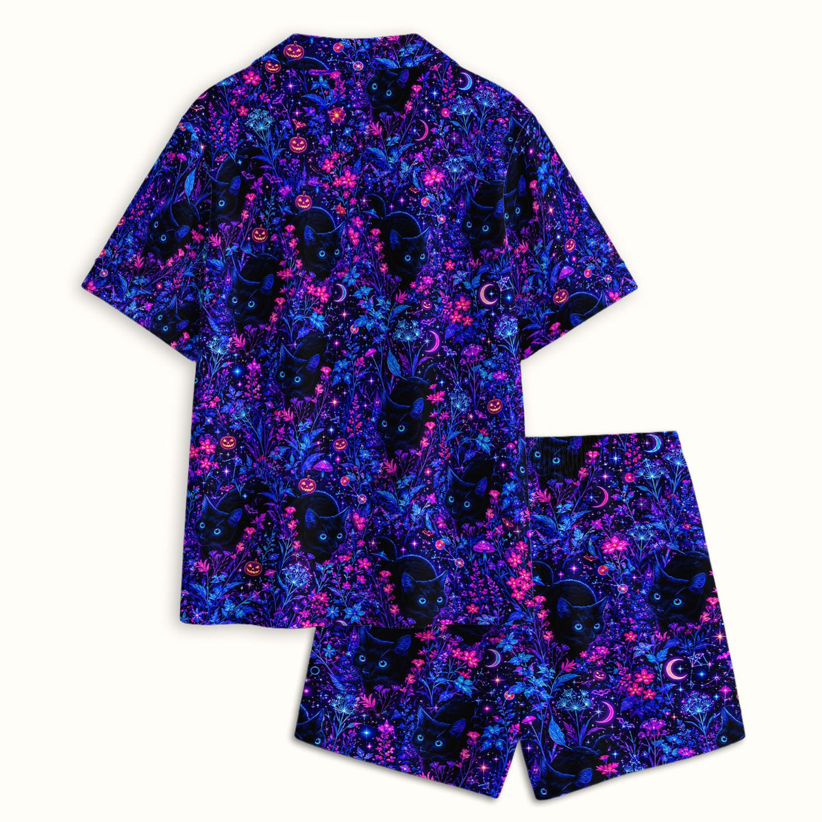 Spooky Black Cat Garden Pajama Set
